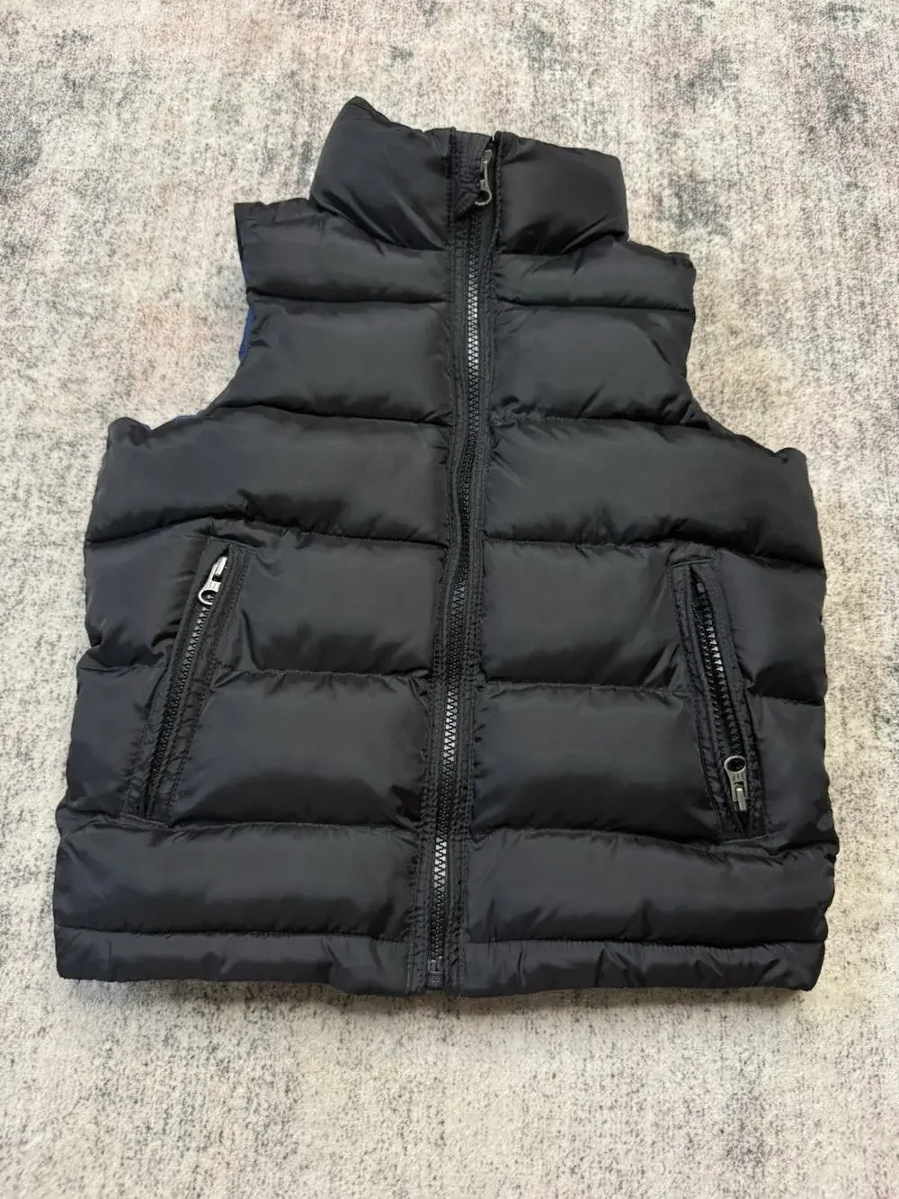 Gap Kids Navy Black Puffer Vest Zip Up Jacket Winter Warm Fall Sz XS/4-5